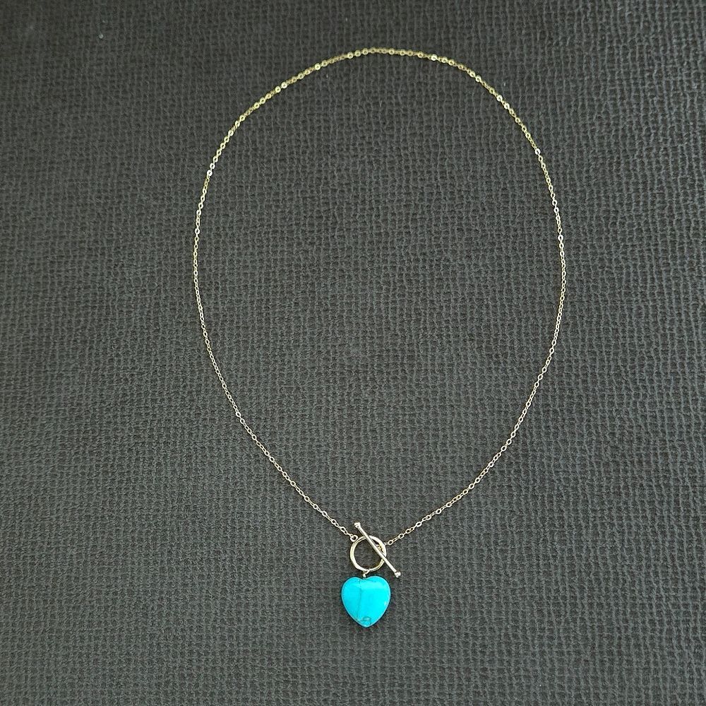 Blue Jade Heart🩵 Pendant Toggle Necklace - NWT - Picture 13 of 16